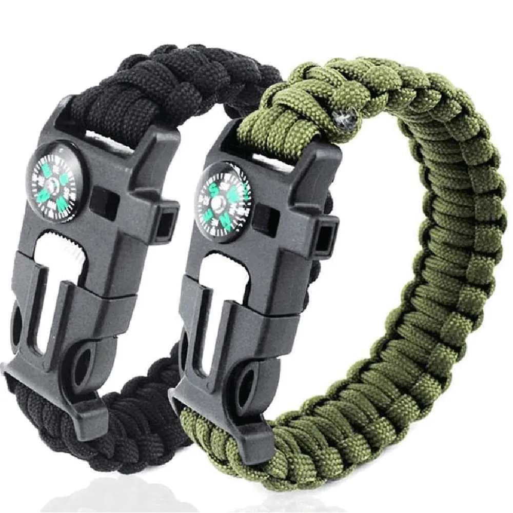 2 Pcs Emergency Bracelets Tactical Survival Gear with Compass Scraper