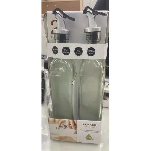 2pc 500ml Glass Oil Dispensing Bottle Set