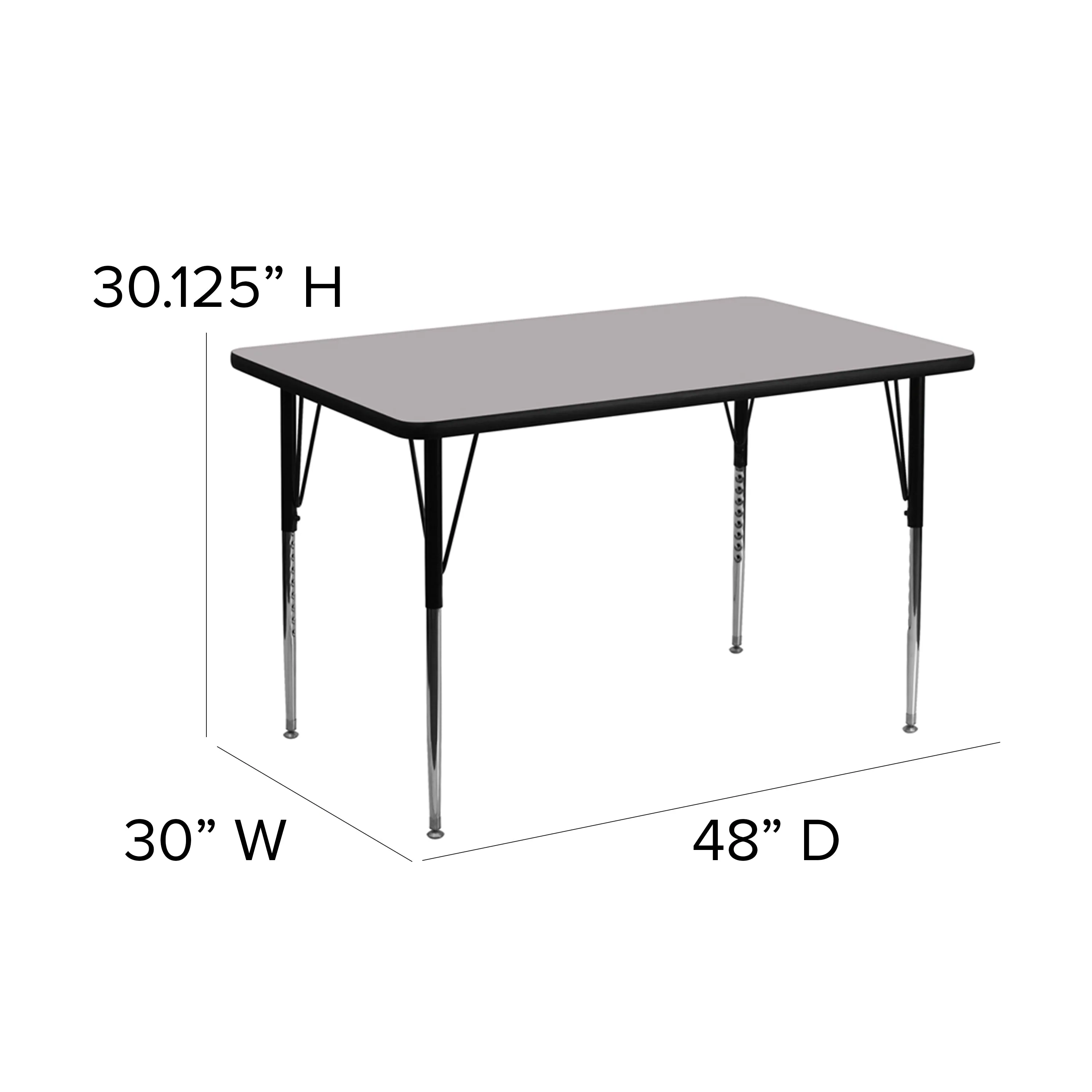 30x48 REC Grey Activity Table XU-A3048-REC-GY-T-A-GG