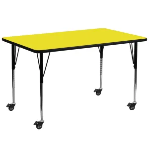 30x72 Yellow Activity Table XU-A3072-REC-YEL-H-A-CAS-GG