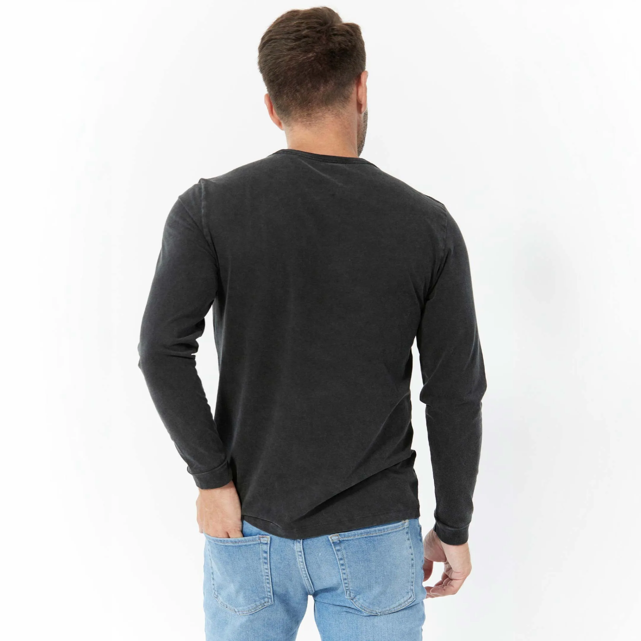 Black Long Sleeve Pima Cotton Crew Neck Tee