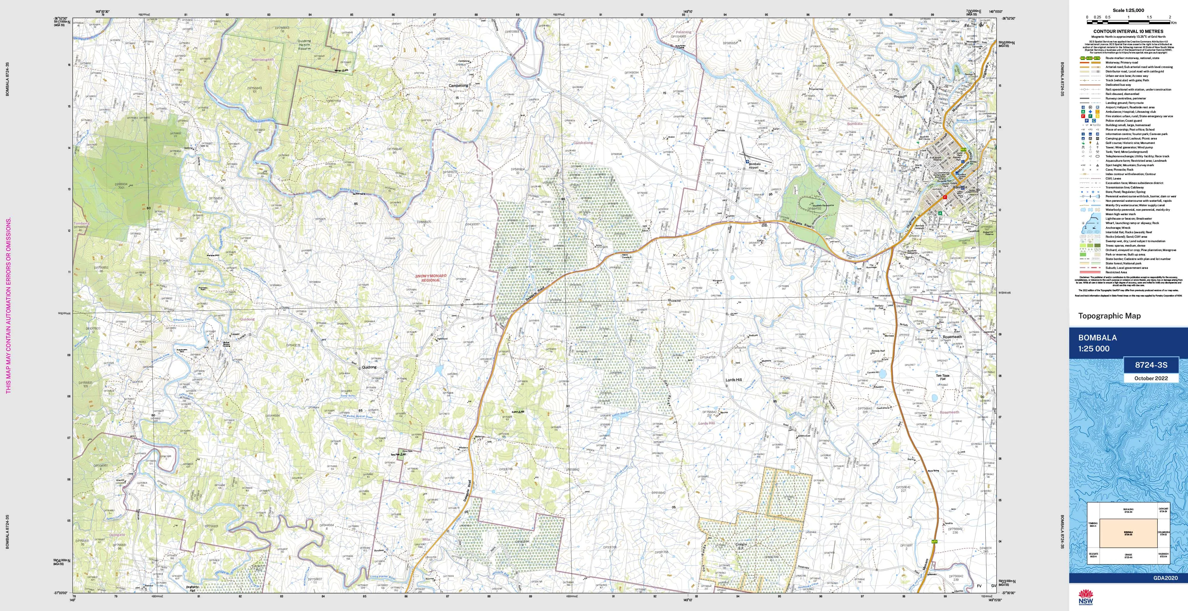 Bombala 8724-3S Topographic Map 1:25k