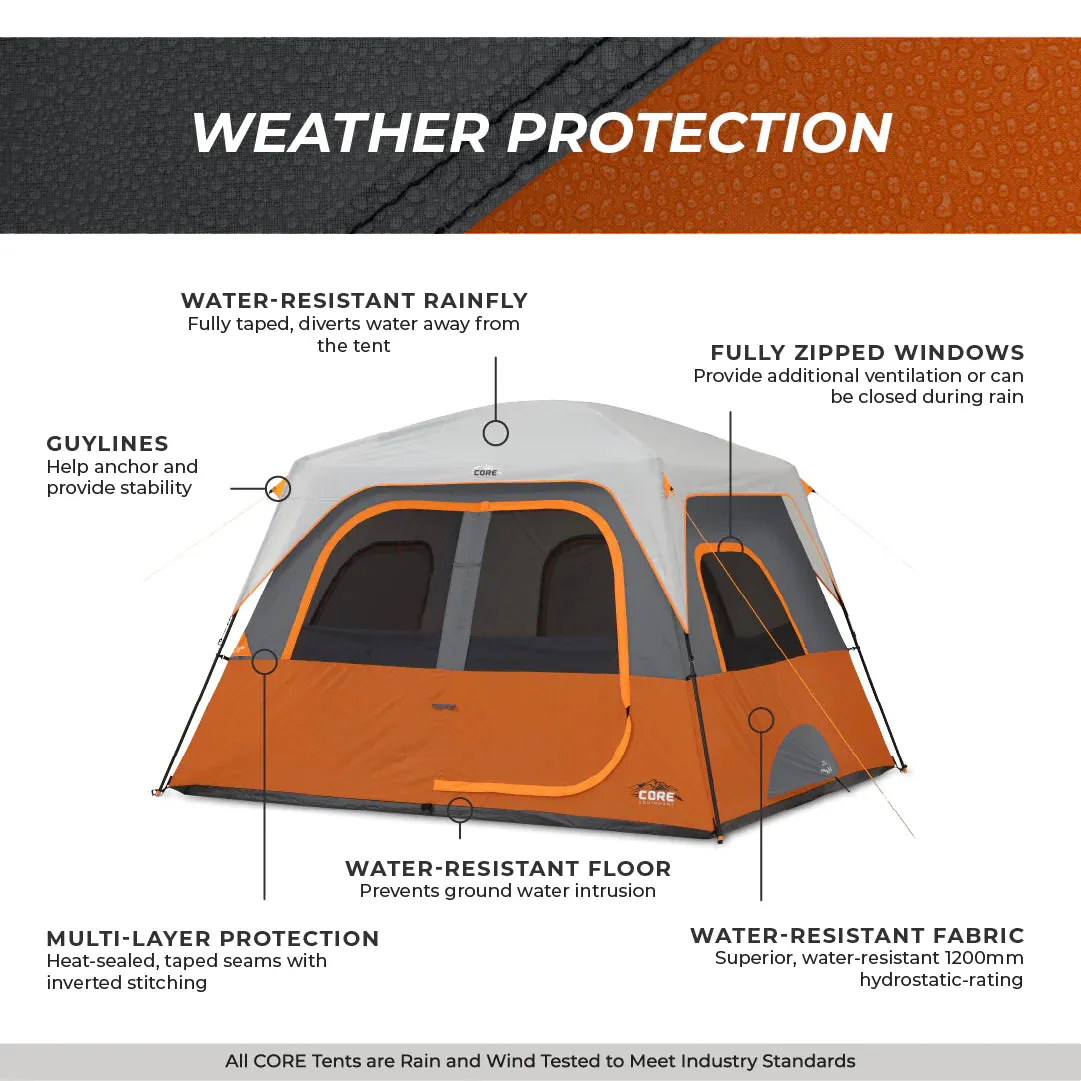 CORE 6 Person Straight Wall Cabin Tent 10' x 9'