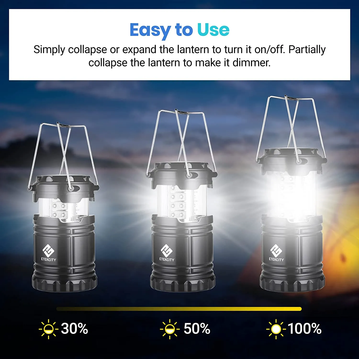 Etekcity LED Camping Lantern Battery Powered Lamp Emergency Light Hiking 2 Pack