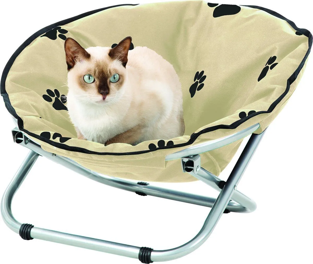 Etna Paw Print Round Folding Pet Cot Paw Pattern Mini Chair Collapsible