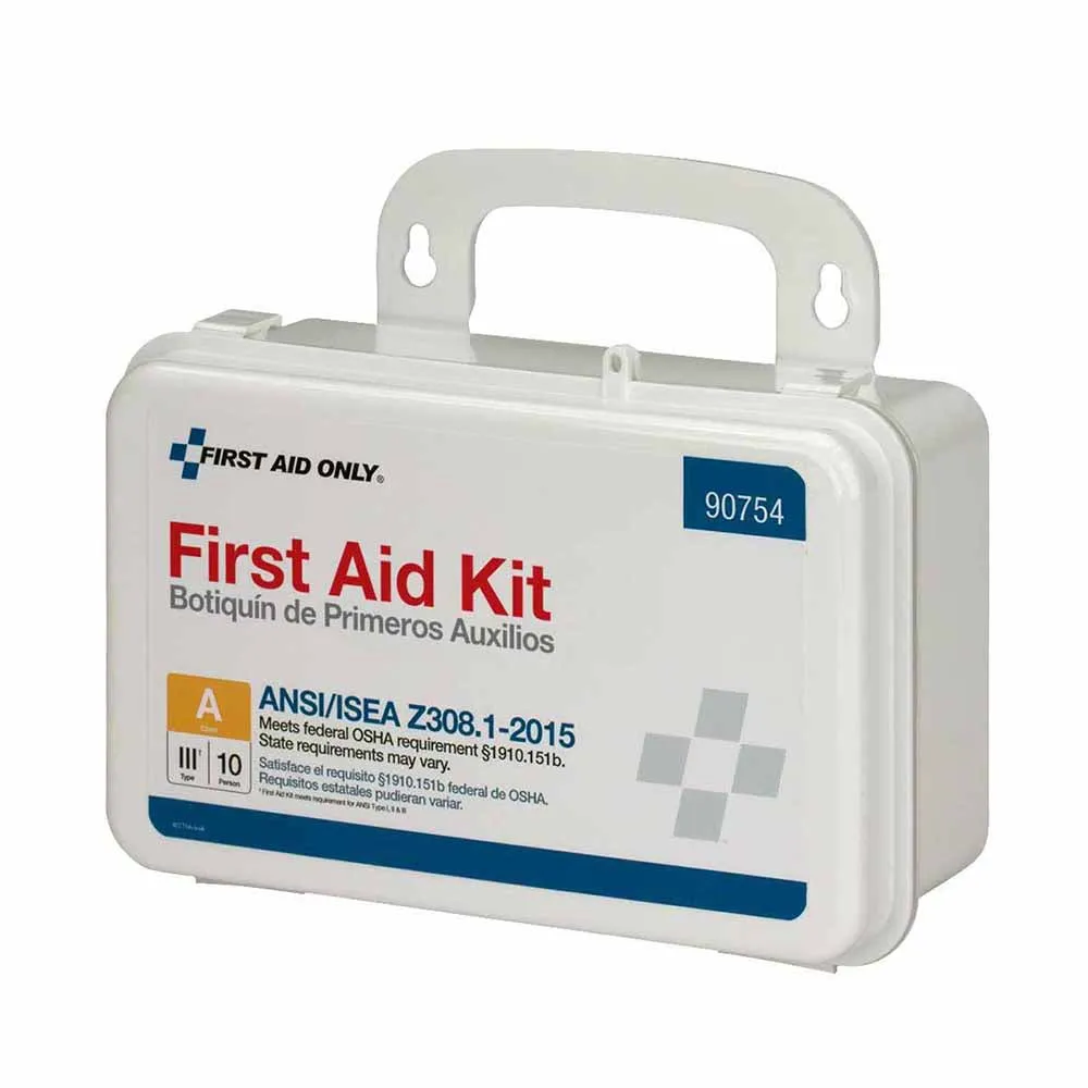 First Aid Only 90754 10 Person Bulk Plastic First Aid Kit, ANSI Compliant w/Eyewash