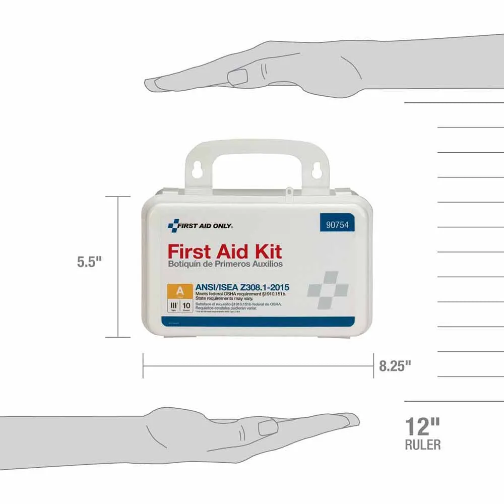 First Aid Only 90754 10 Person Bulk Plastic First Aid Kit, ANSI Compliant w/Eyewash