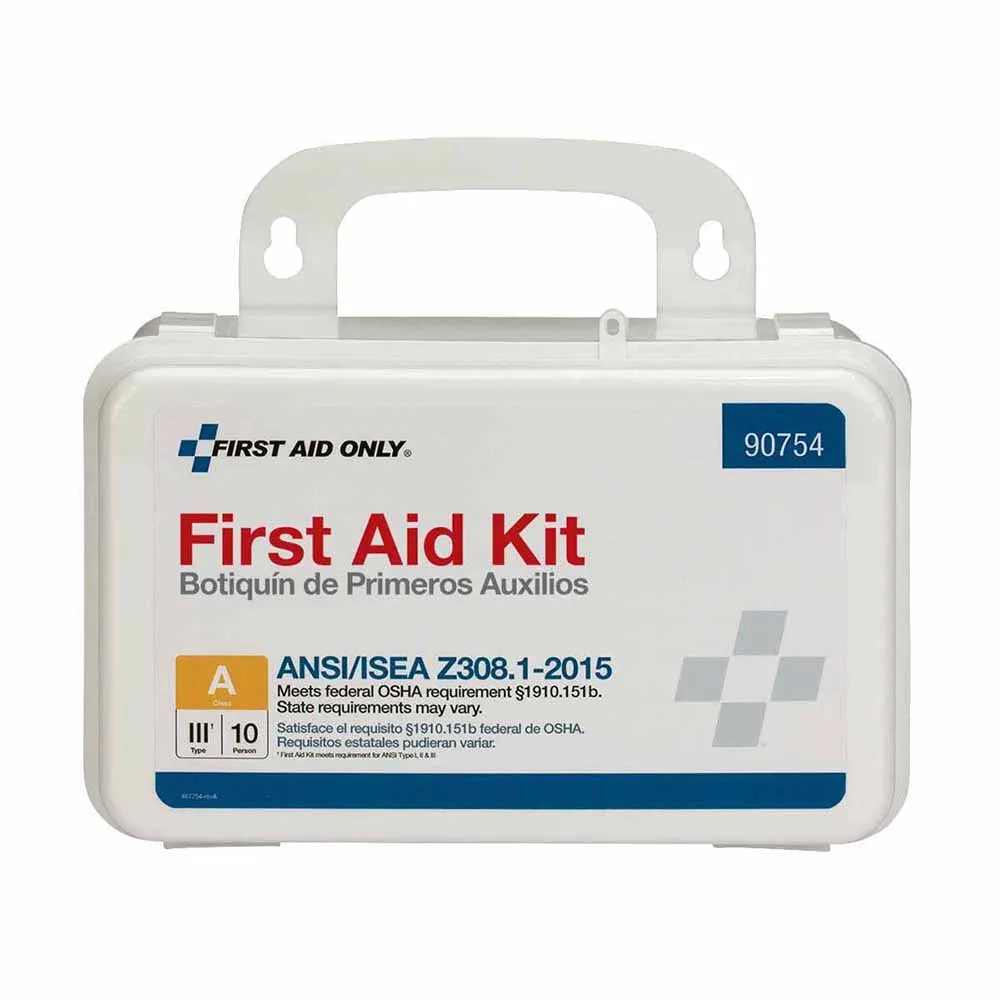 First Aid Only 90754 10 Person Bulk Plastic First Aid Kit, ANSI Compliant w/Eyewash