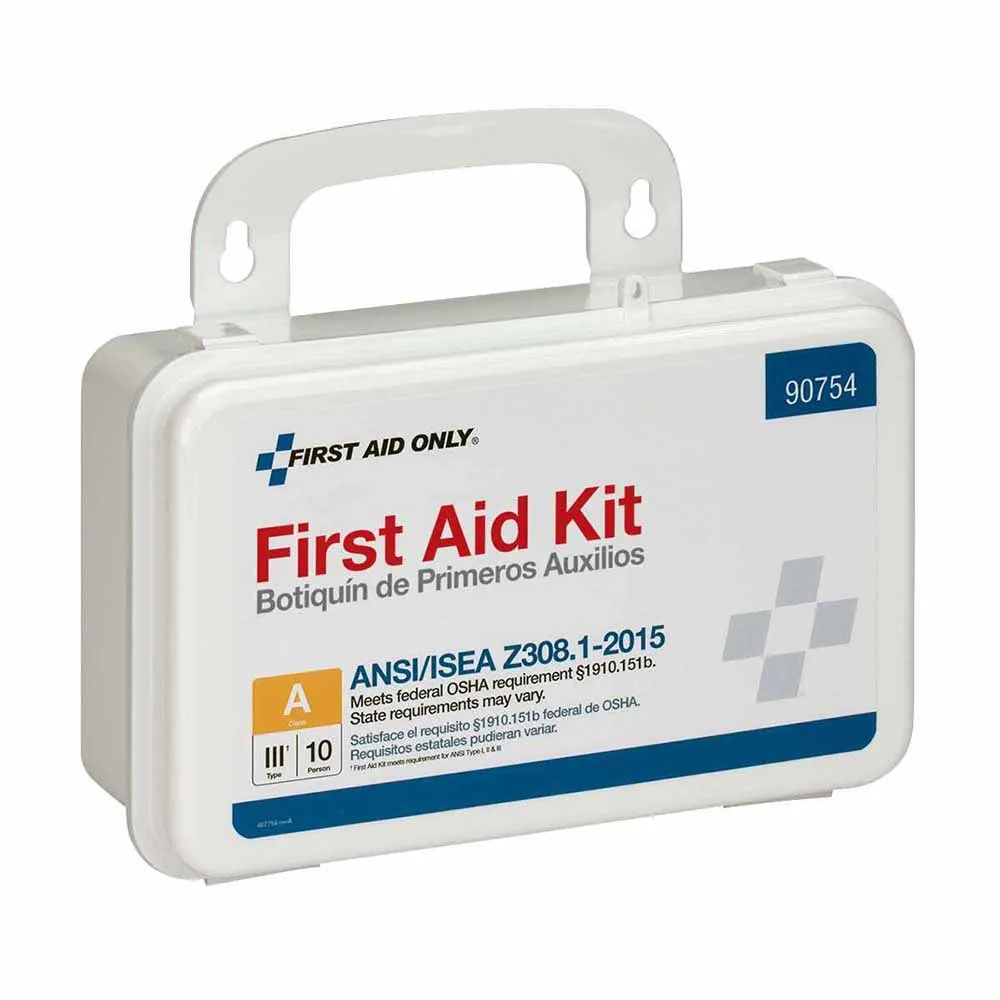 First Aid Only 90754 10 Person Bulk Plastic First Aid Kit, ANSI Compliant w/Eyewash