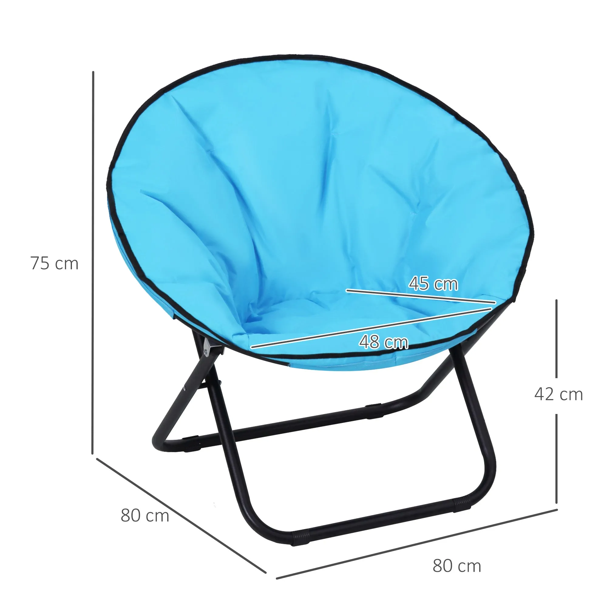 Garden Folding Portable Padded Saucer Moon Chair Padded Round Outdoor Camping Travel Fishing Seat Blue