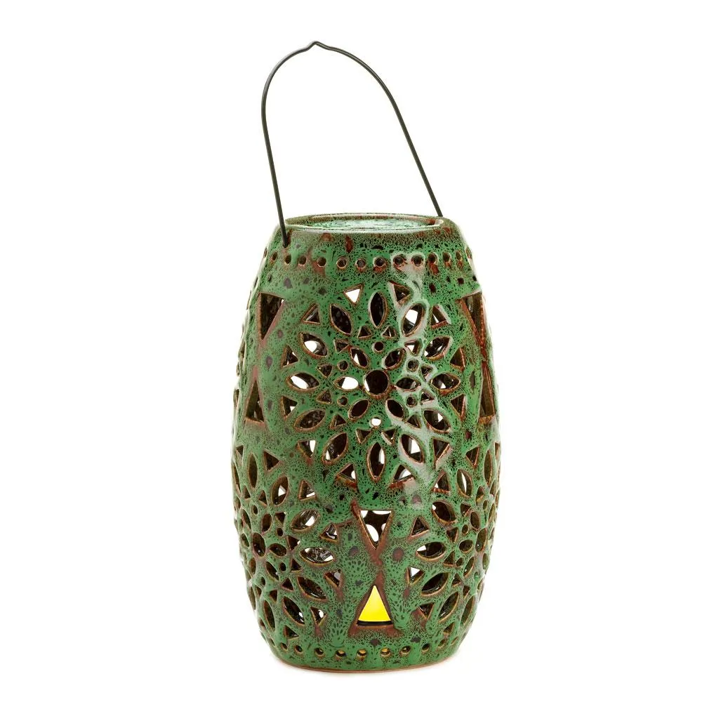 Green LED Candle Lantern