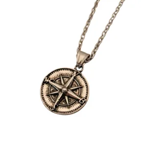 Handmade Antique Silver Compass Rose Necklace