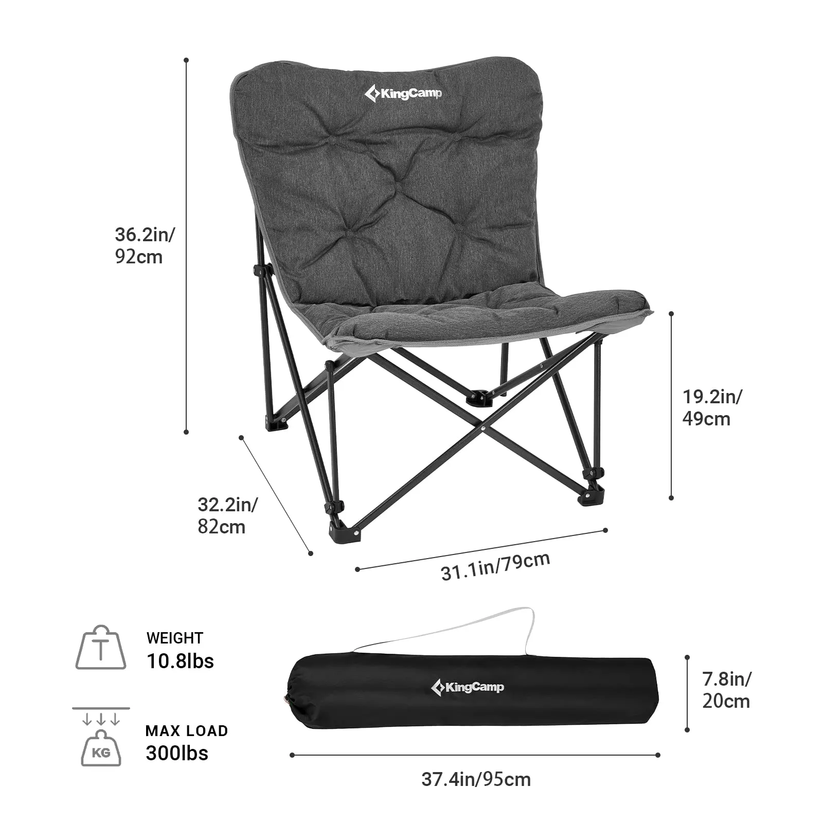 KingCamp LEMON C10 Padded Butterfly Folding Camping Chair