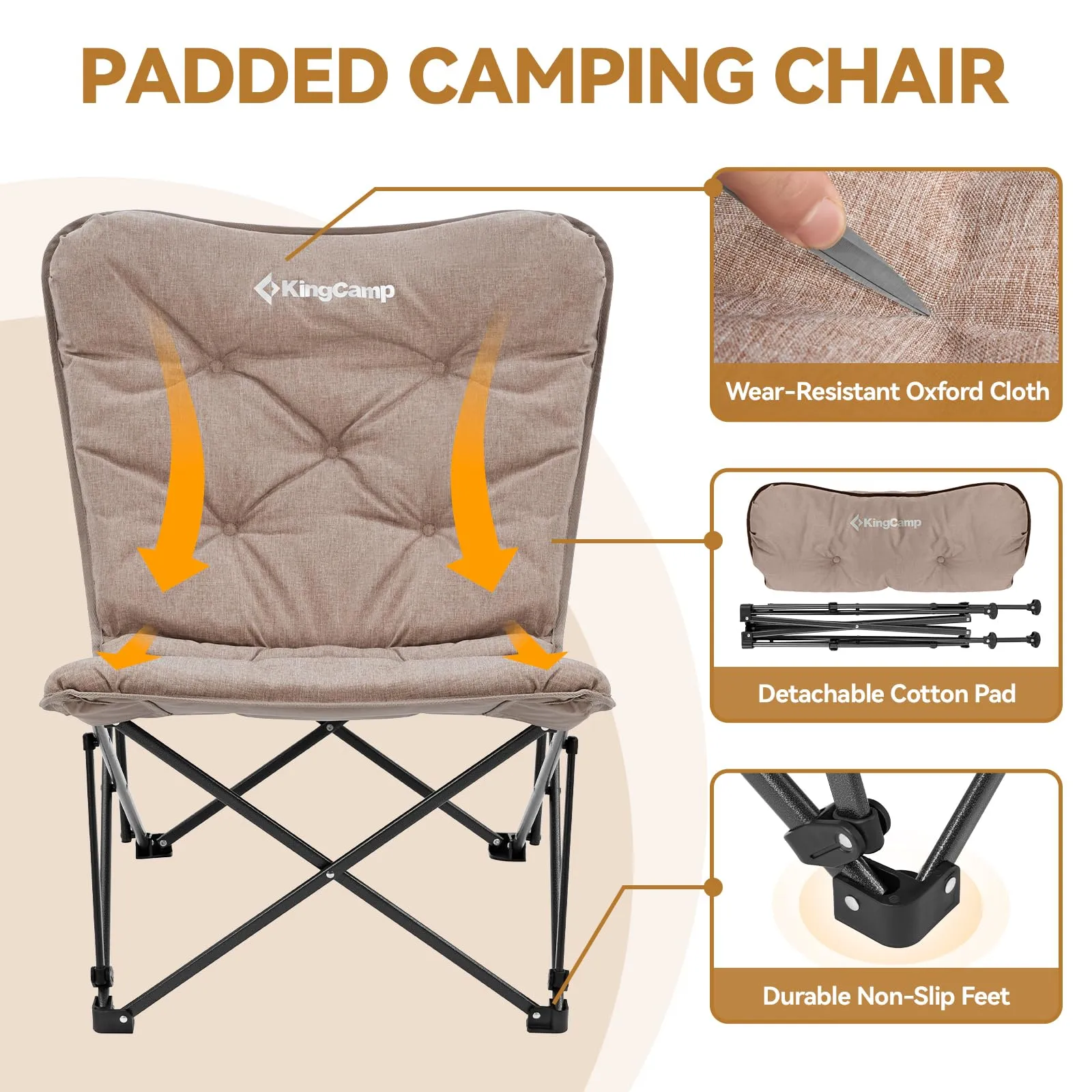 KingCamp LEMON C10 Padded Butterfly Folding Camping Chair