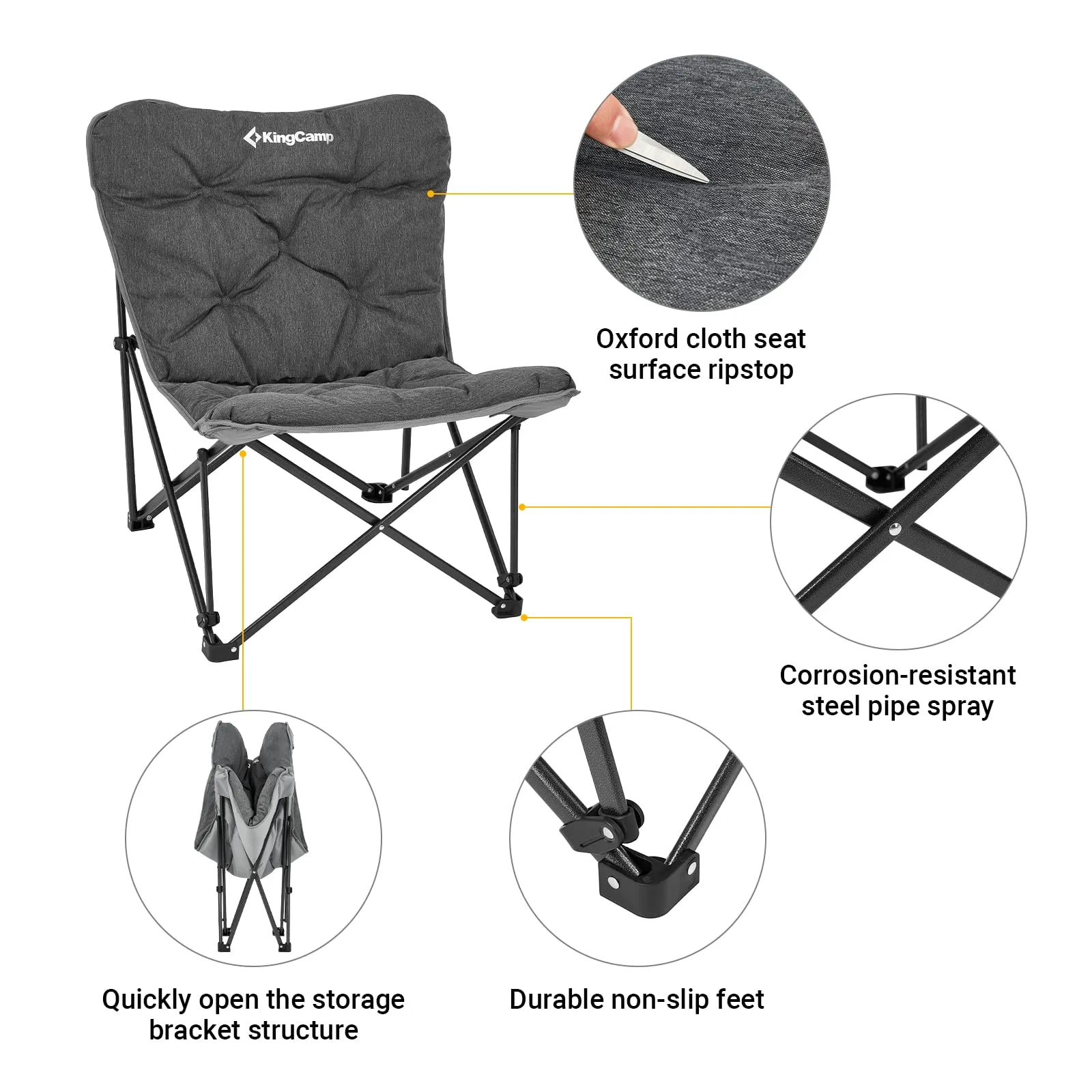 KingCamp LEMON C10 Padded Butterfly Folding Camping Chair