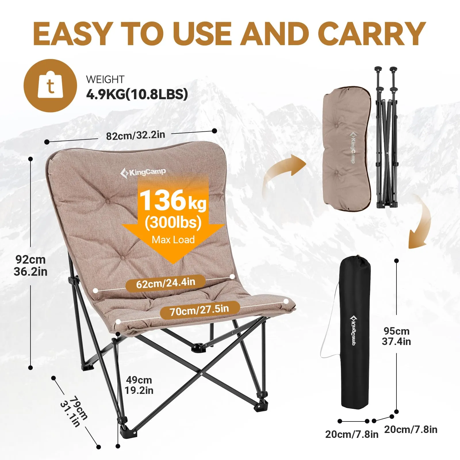 KingCamp LEMON C10 Padded Butterfly Folding Camping Chair