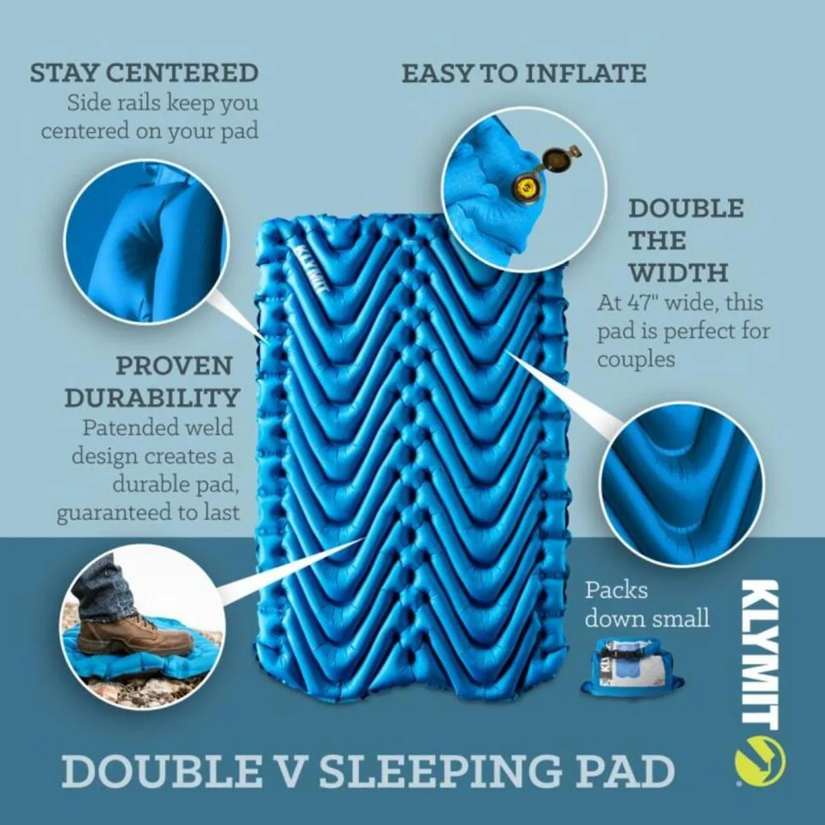 Klymit Double V Sleeping Pad - Blue