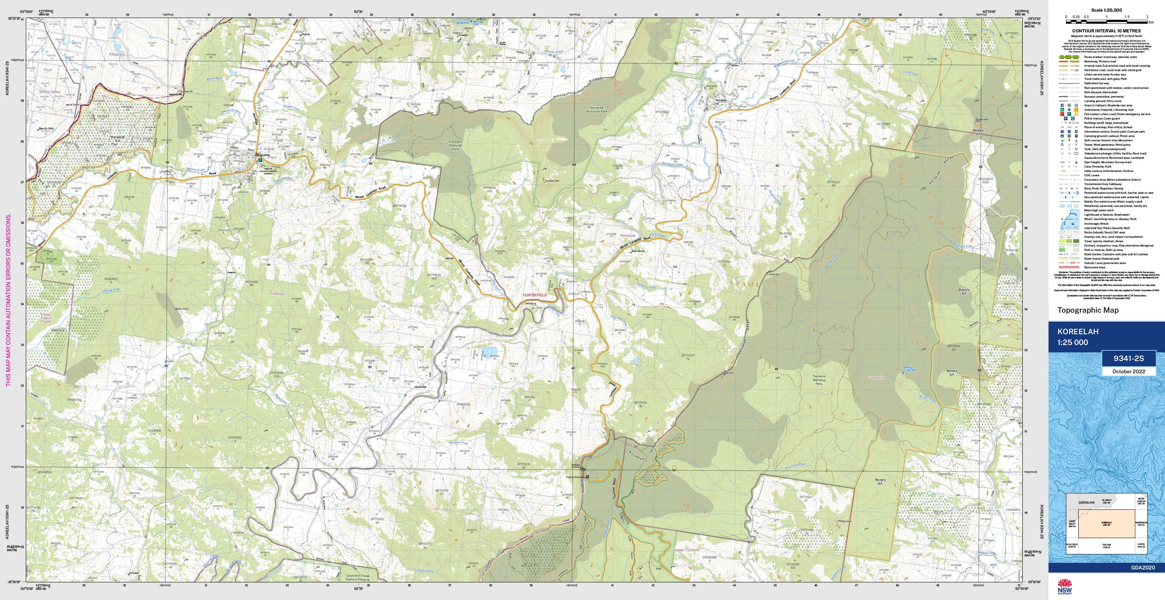 Koreelah 9341-2S Topographic Map 1:25k