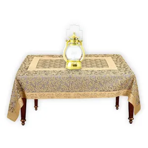 Kuber Industries Center Table Cover and LED Lantern Lamp |Cotton Center Table Cloth for 4 Seater(Gold) | Battey Operated Flameless Yellow Light Lamp (Gold)