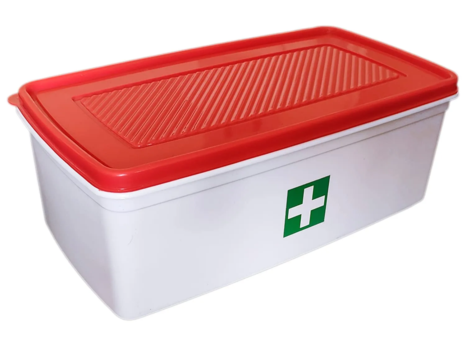 Kuber Industries Multiuses Plastic Medicine/First Aid Box & Lid- Pack of 2 (Red & White)-50KM01119