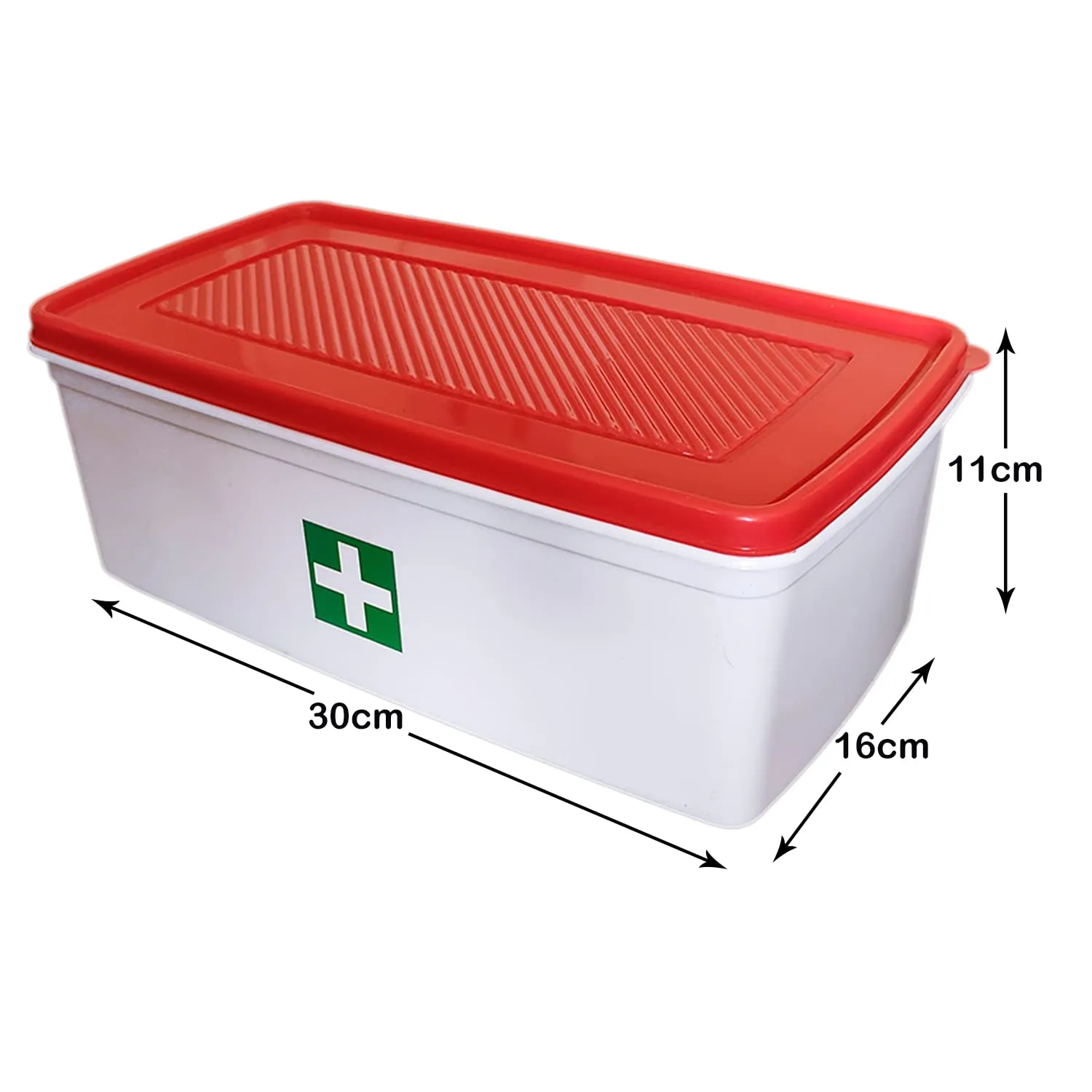 Kuber Industries Multiuses Plastic Medicine/First Aid Box & Lid- Pack of 2 (Red & White)-50KM01119