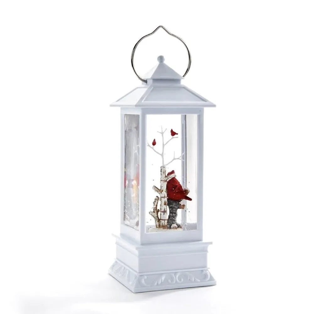 Lantern with Cardinals and LED Light