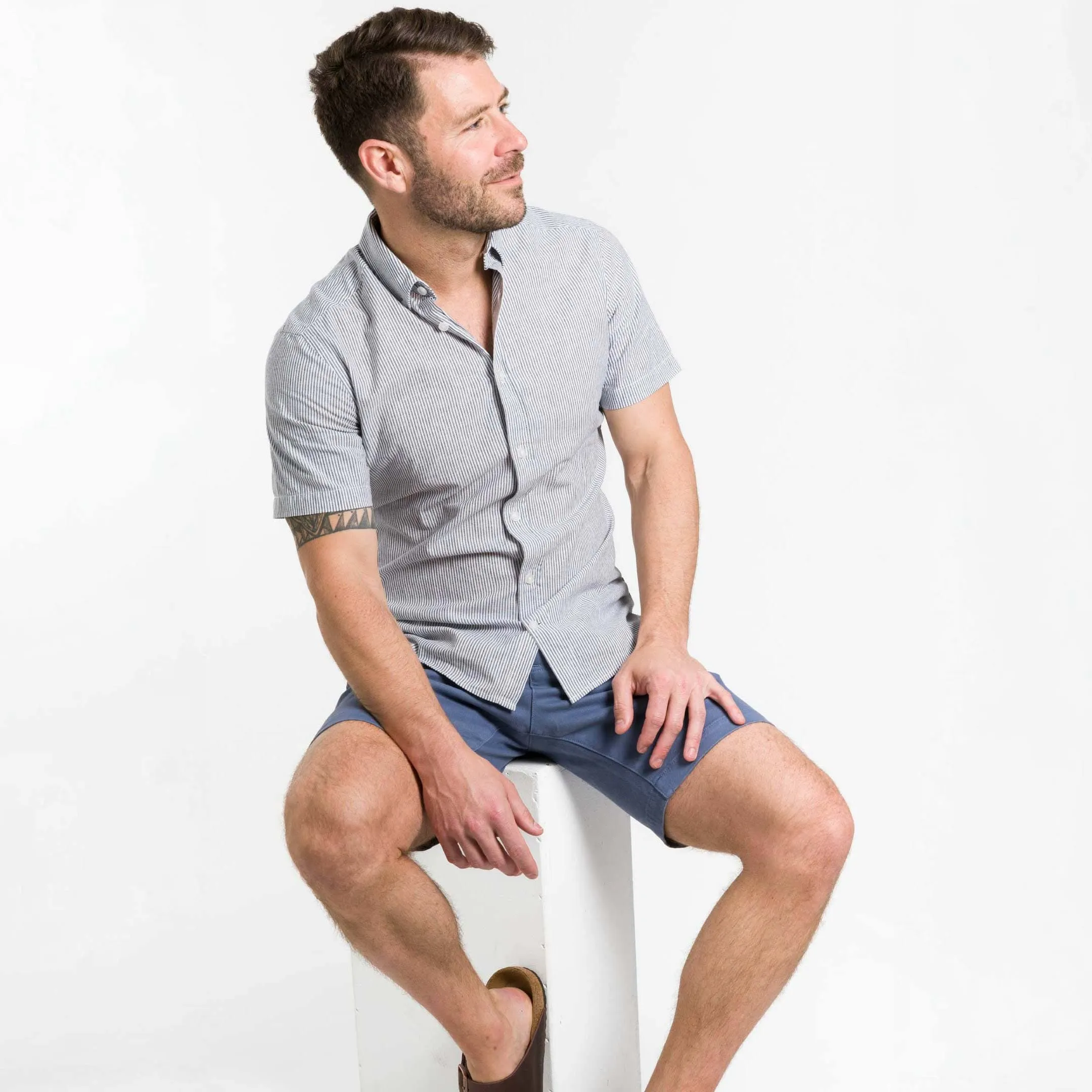 Linen Stripes Short Sleeve Shirt