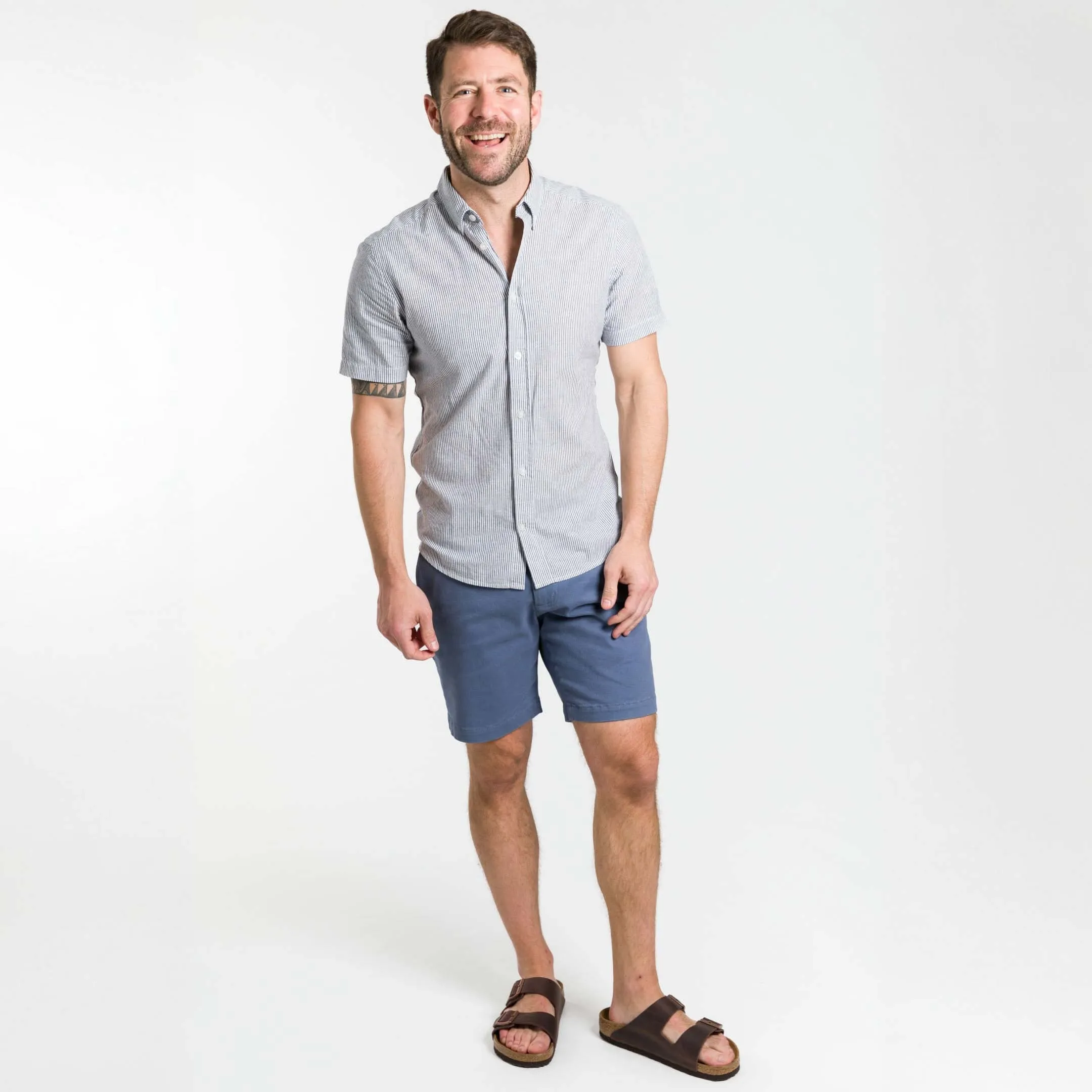 Linen Stripes Short Sleeve Shirt