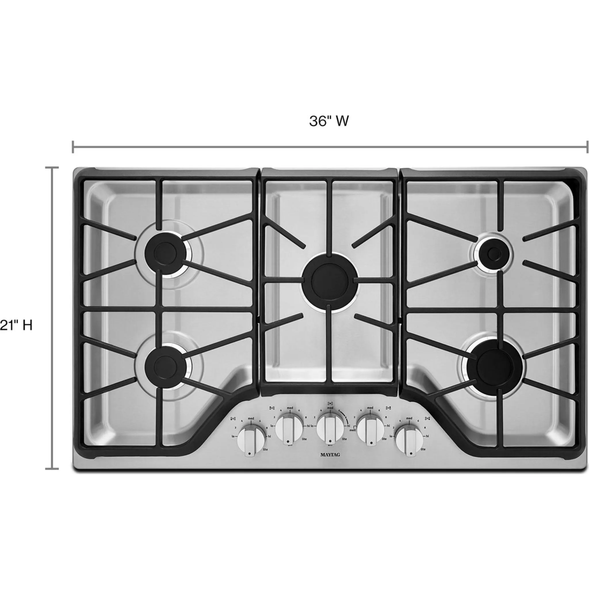 Maytag 36" 5-burner Gas Cooktop with Power Burner (MGC7536DS)