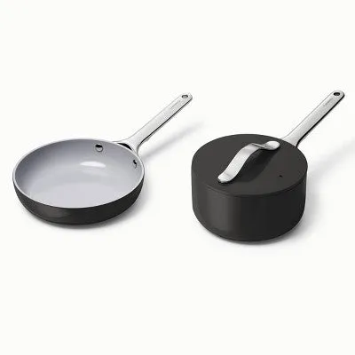 Open Box - Caraway 2pc Nonstick Ceramic Mini Fry Pan & Mini Sauce Pan Set Gray