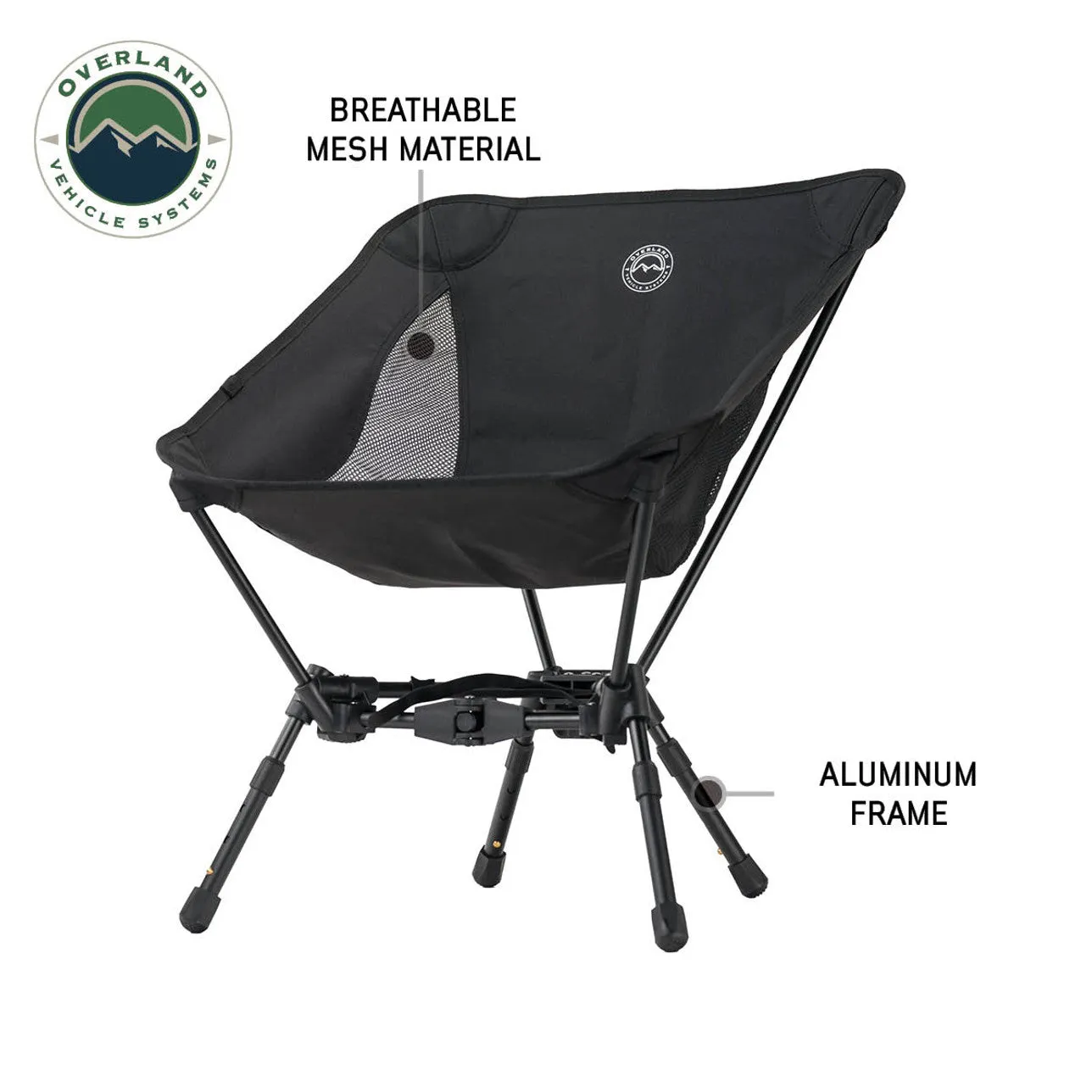 Overland Vehicle Systems Compact Camping Chair With Collapsible Aluminum Frame