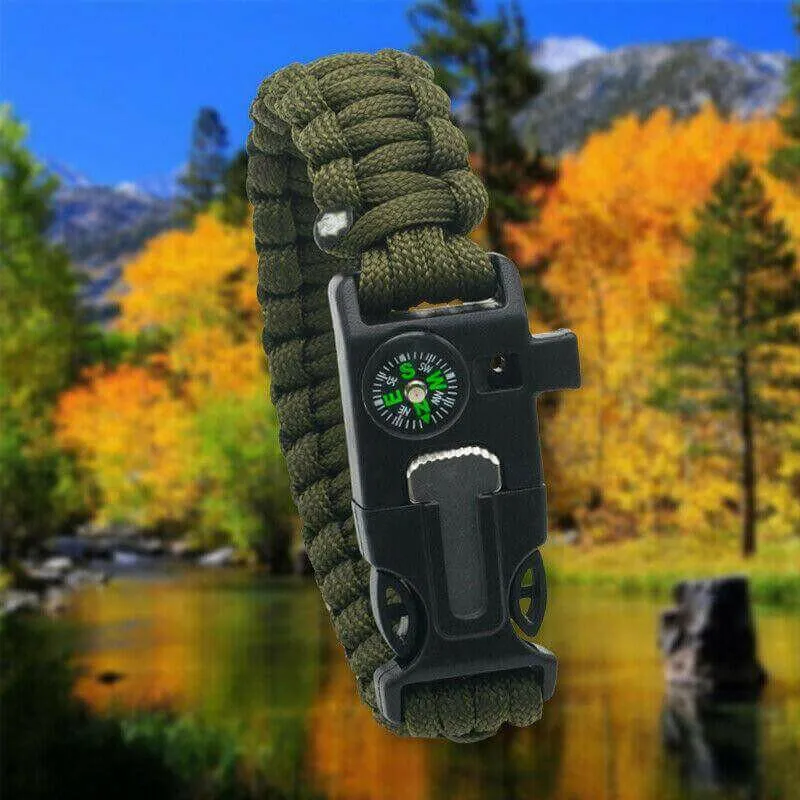 Paracord Survival Bracelet Compass/Flint/