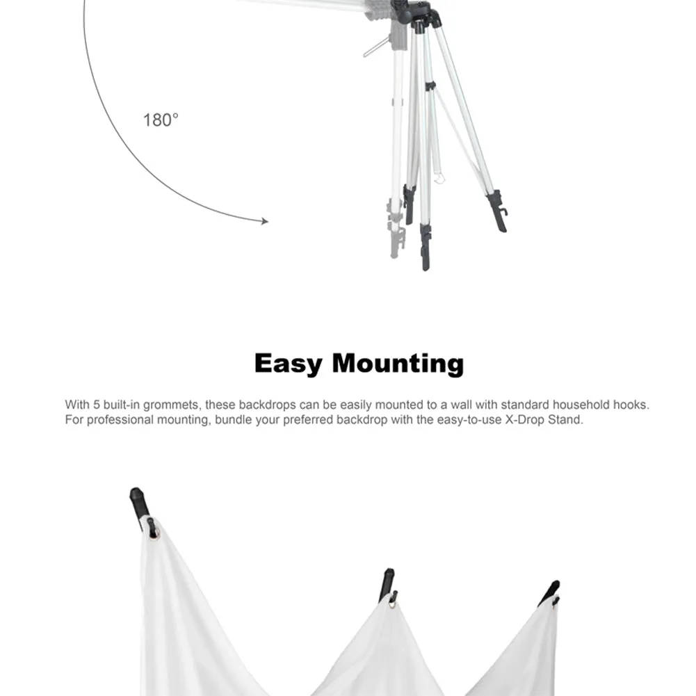 Quick Setup Portable X Backdrop Background With Stand (1.5m x 2.1m) - Grey