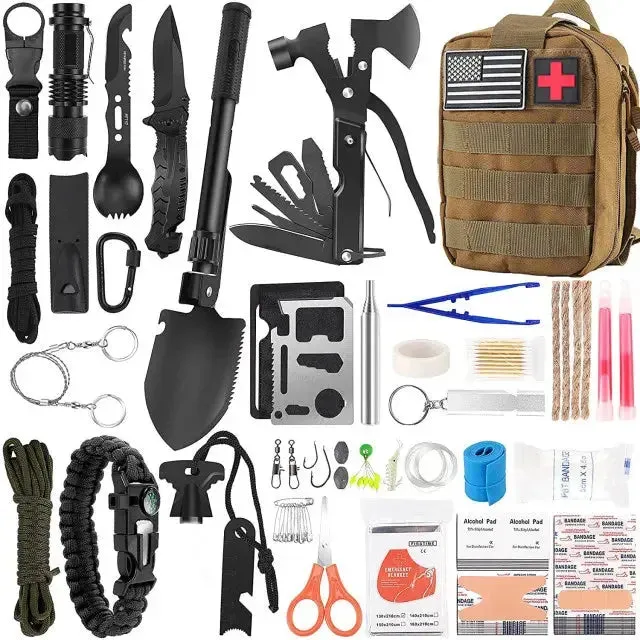 Survival First Aid Kit 142Pcs IFAK Molle System Compatible Outdoor Gear Emergency Kits Trauma Bag for Camping Hunting Adventures