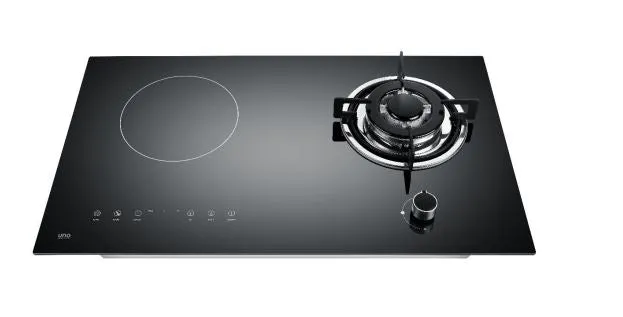 Tecno Uno UK 7338 Hybrid Hob Black Tempered  Glass 73cm 1x Induction Hob