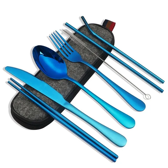 TEEK - Scrumptious 8 Pcs/set Reusable Stainless Steel Utensil Set