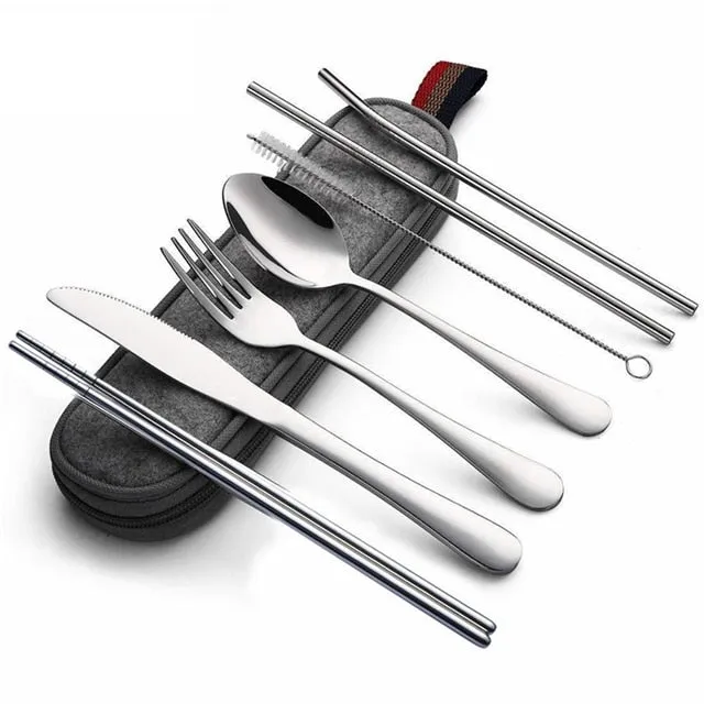 TEEK - Scrumptious 8 Pcs/set Reusable Stainless Steel Utensil Set