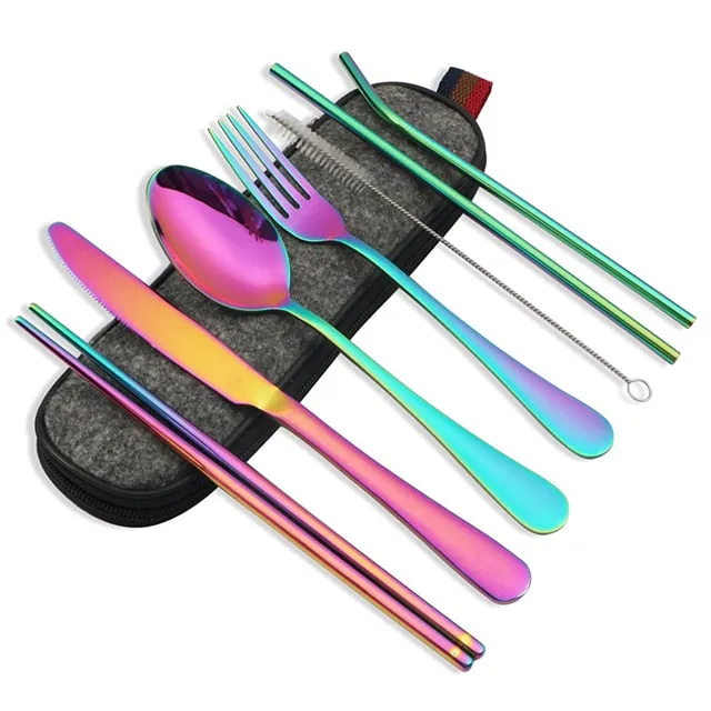 TEEK - Scrumptious 8 Pcs/set Reusable Stainless Steel Utensil Set