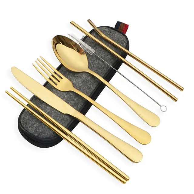 TEEK - Scrumptious 8 Pcs/set Reusable Stainless Steel Utensil Set