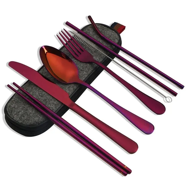 TEEK - Scrumptious 8 Pcs/set Reusable Stainless Steel Utensil Set