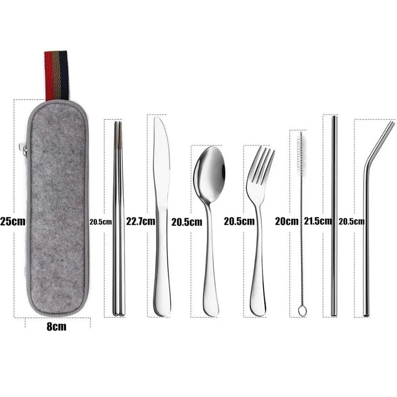 TEEK - Scrumptious 8 Pcs/set Reusable Stainless Steel Utensil Set