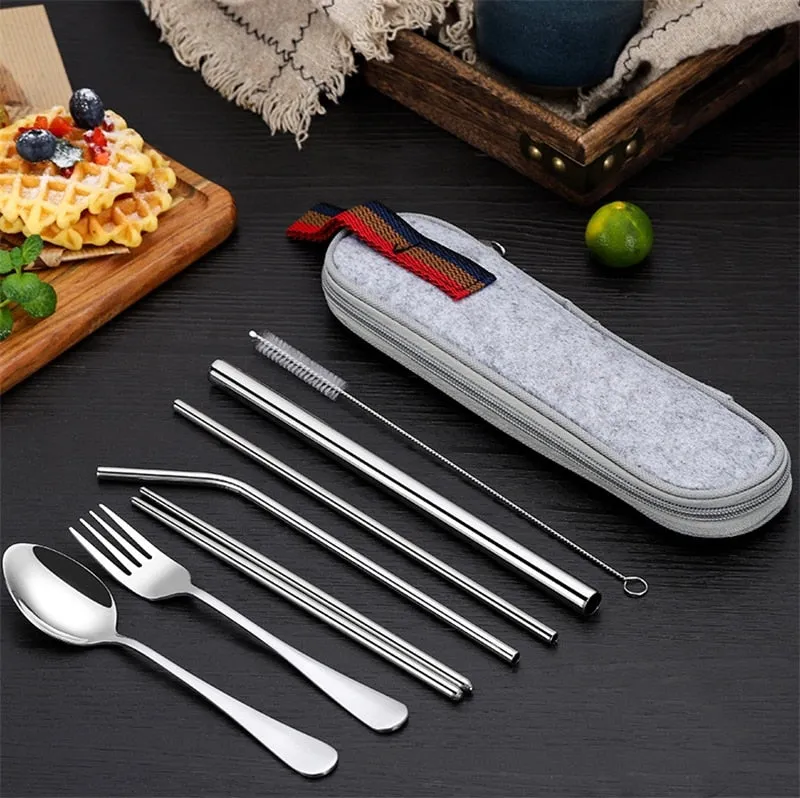 TEEK - Scrumptious 8 Pcs/set Reusable Stainless Steel Utensil Set