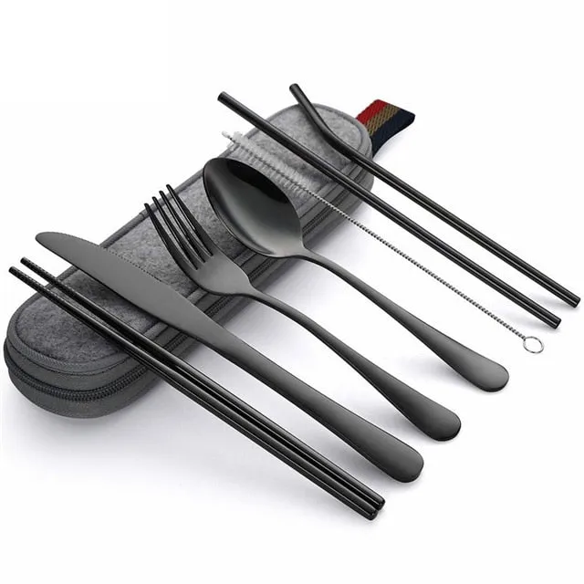 TEEK - Scrumptious 8 Pcs/set Reusable Stainless Steel Utensil Set