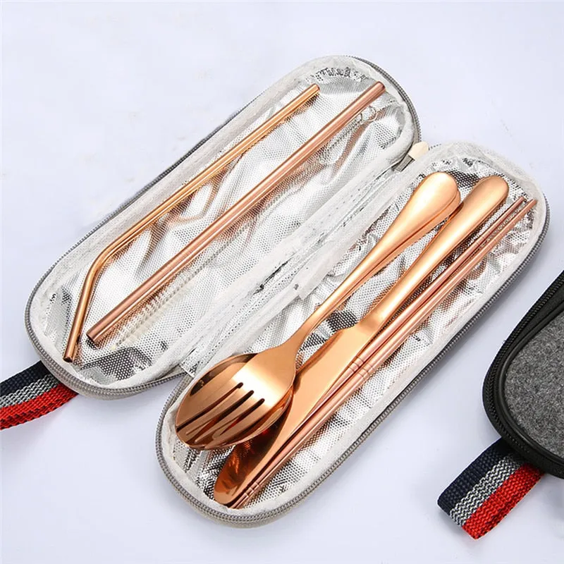 TEEK - Scrumptious 8 Pcs/set Reusable Stainless Steel Utensil Set