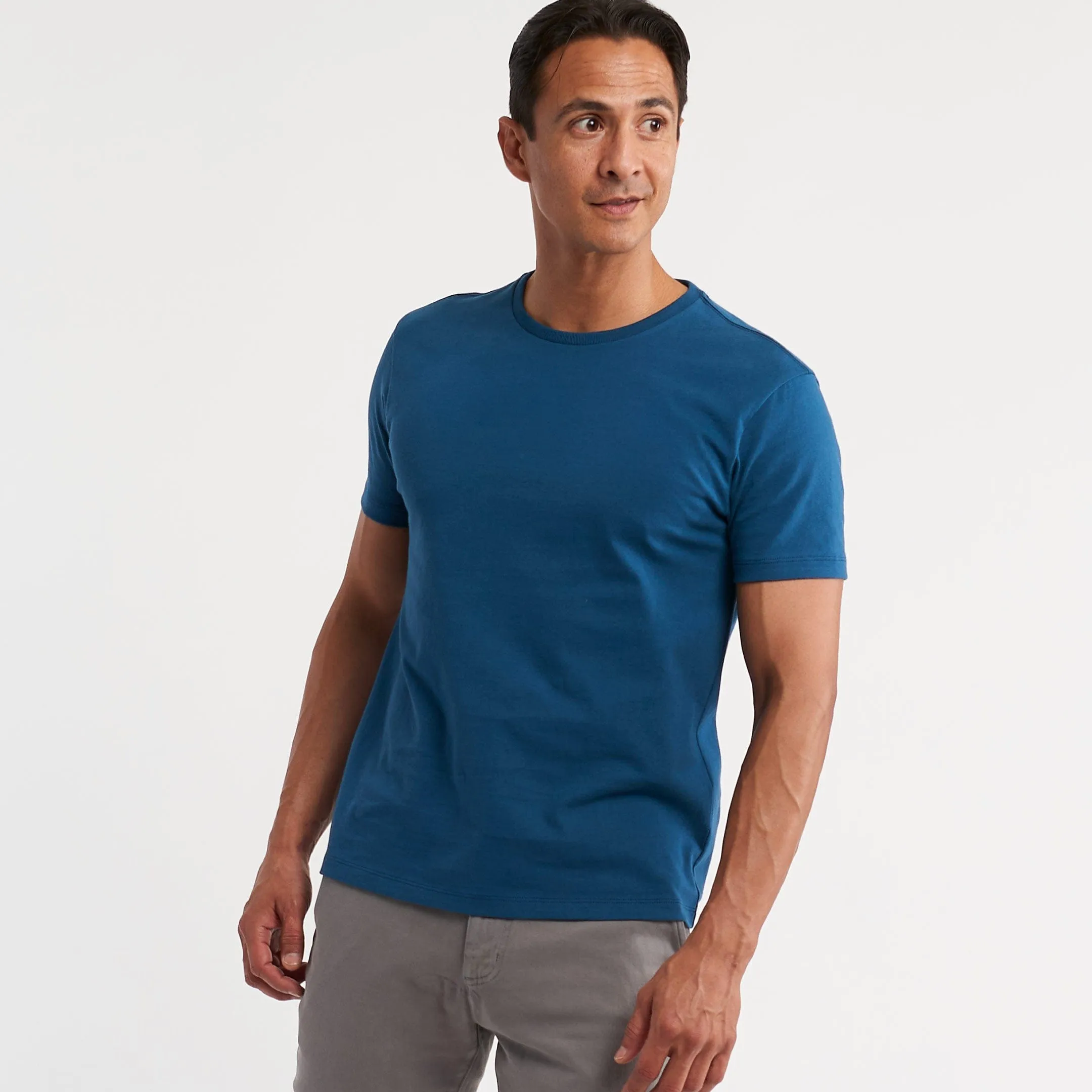 Tidal Blue Pima Cotton Crew Neck Tee