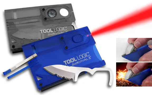 Tool Logic SVC1B Survival Card w/ Compass - Blue