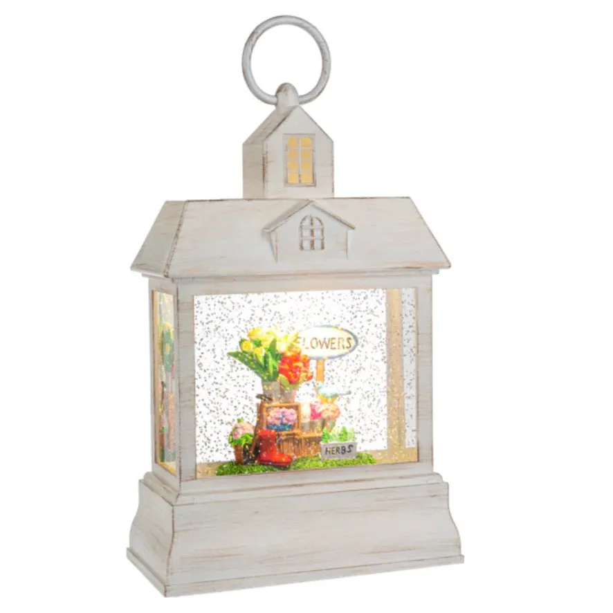 White Perpetual Shimmer Greenhouse Terrarium Lantern