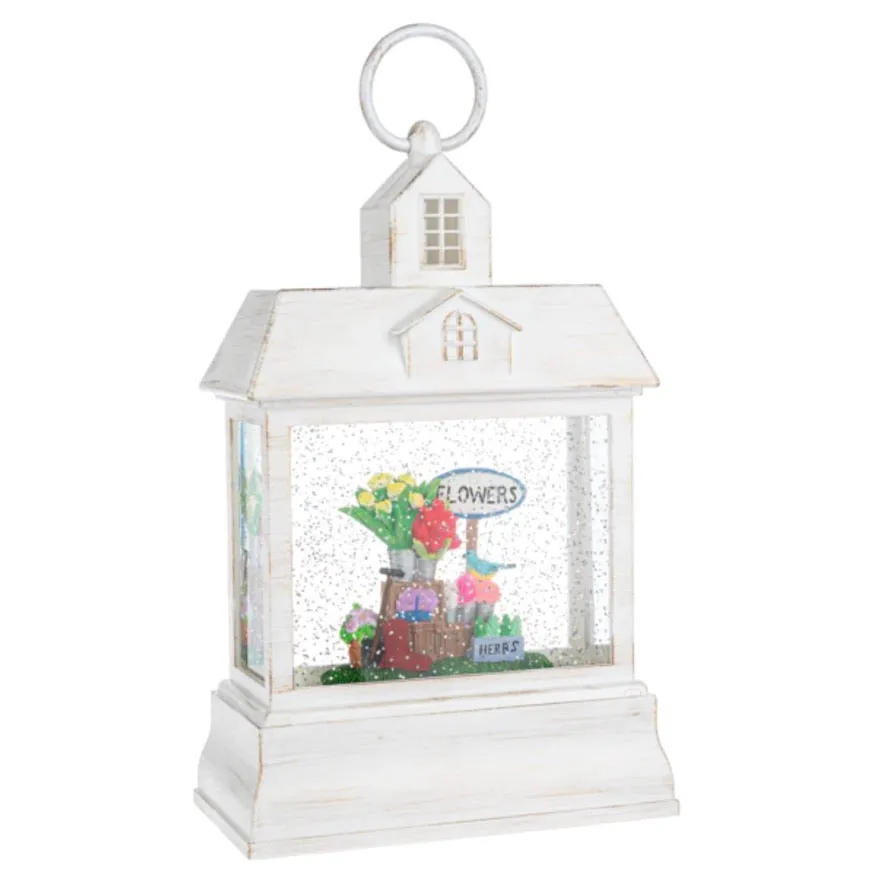 White Perpetual Shimmer Greenhouse Terrarium Lantern