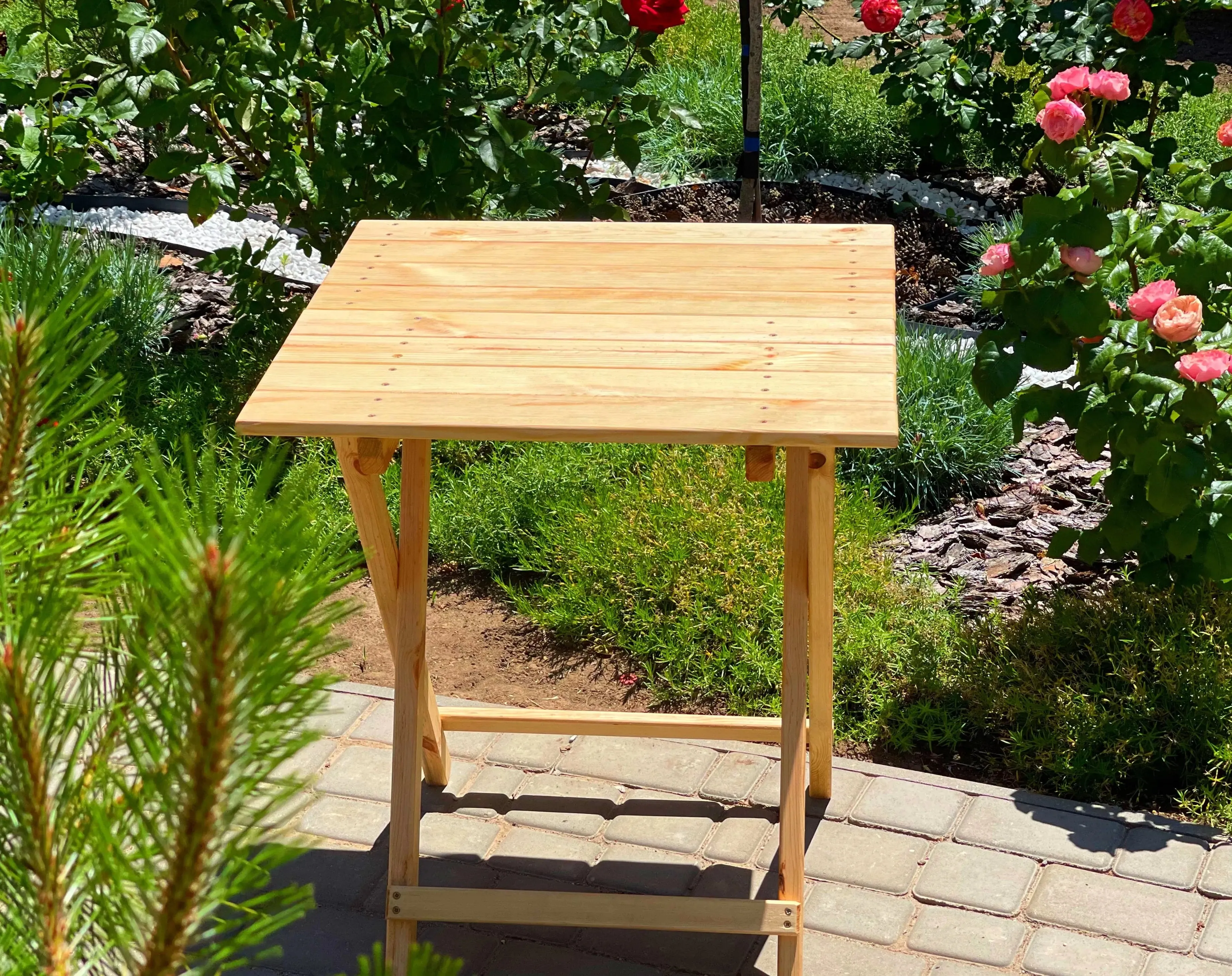 Wooden outdoor portable table