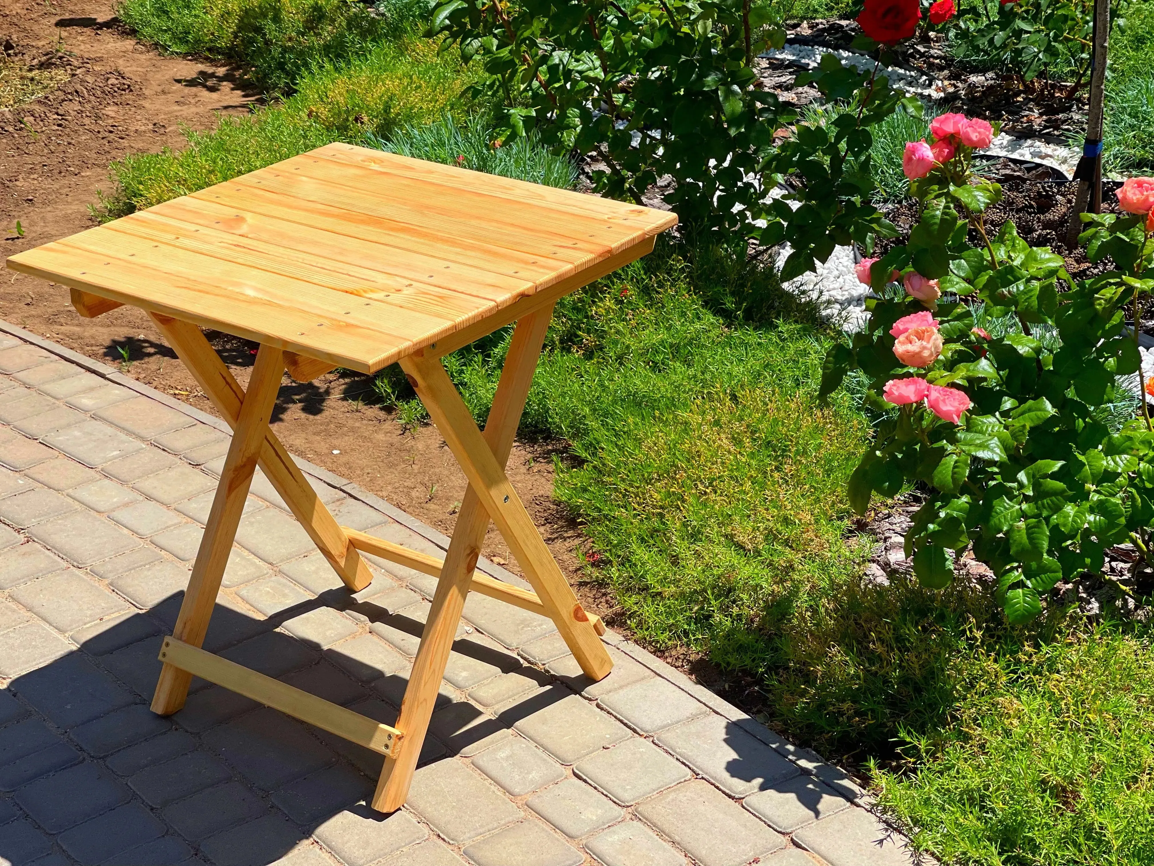 Wooden outdoor portable table